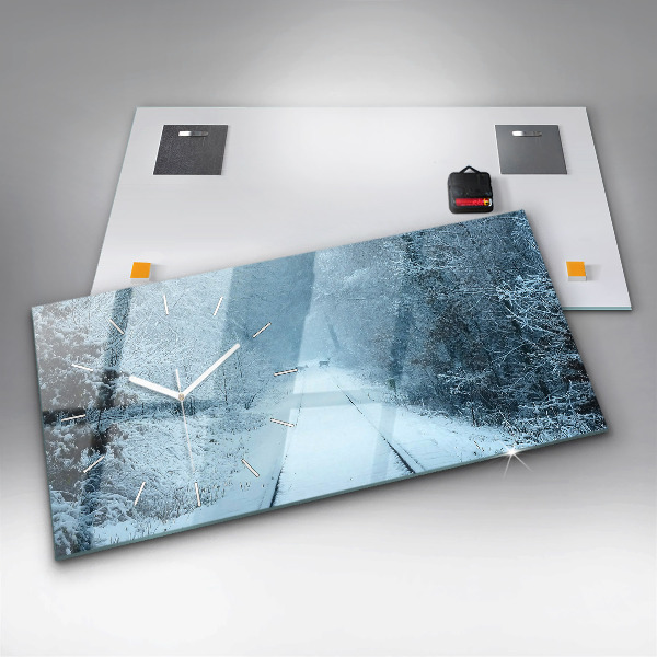 Ceas orizontale de perete din sticlă Căprioare pe șine