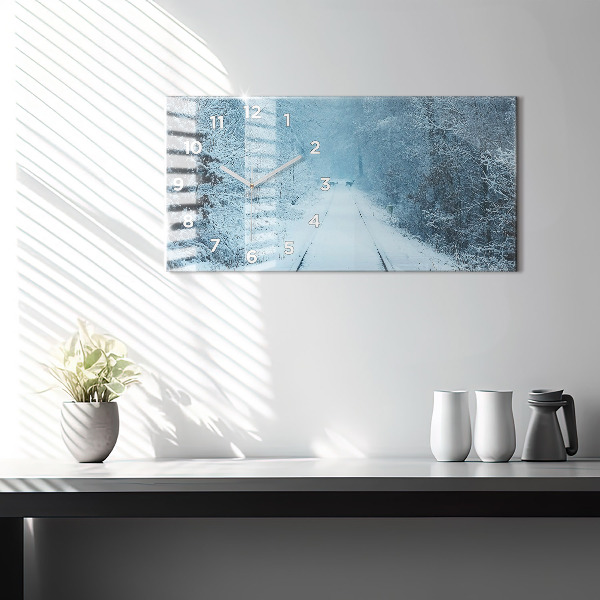 Ceas orizontale de perete din sticlă Căprioare pe șine