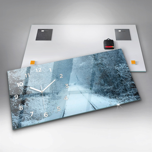 Ceas orizontale de perete din sticlă Căprioare pe șine