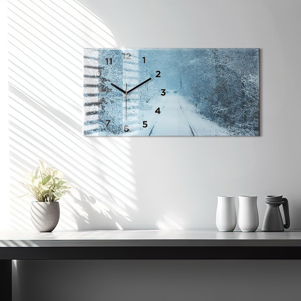 Ceas orizontale de perete din sticlă Căprioare pe șine