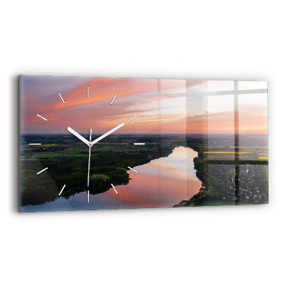 Ceas orizontale de perete din sticlă Vedere Aeriană A Lacului