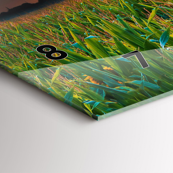 Ceas orizontale de perete din sticlă Floarea soarelui în pajiște