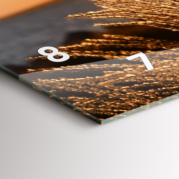 Ceas orizontale de perete din sticlă Grâu În Ora de Aur