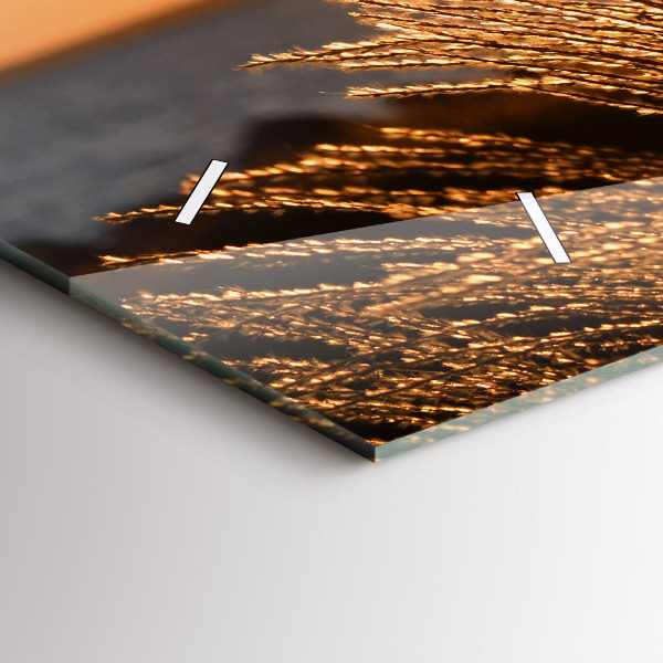 Ceas orizontale de perete din sticlă Grâu În Ora de Aur