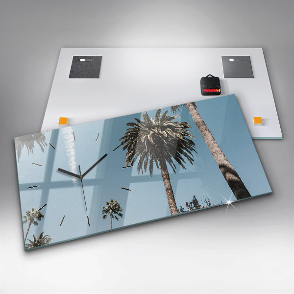 Ceas orizontale de perete din sticlă Palmieri din Los Angeles