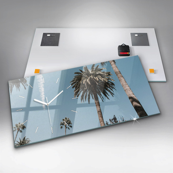 Ceas orizontale de perete din sticlă Palmieri din Los Angeles