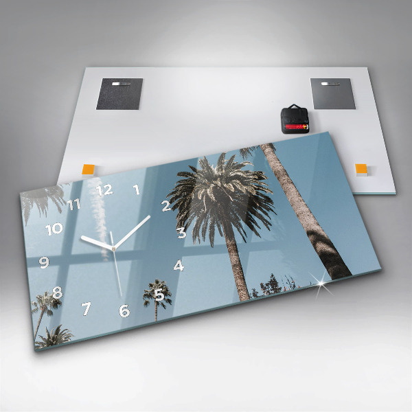 Ceas orizontale de perete din sticlă Palmieri din Los Angeles