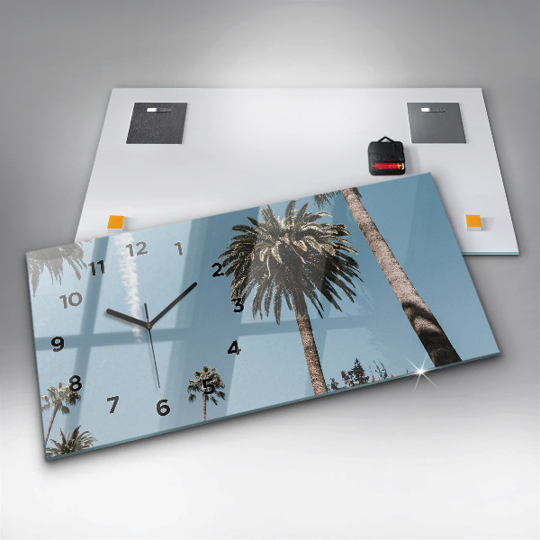 Ceas orizontale de perete din sticlă Palmieri din Los Angeles
