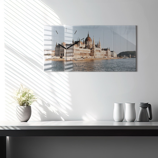 Ceas orizontale de perete din sticlă Parlamentul de la Budapesta