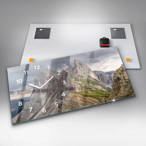 Ceas orizontale de perete din sticlă Munții stâncoși