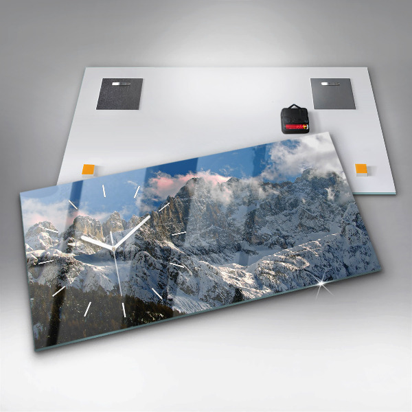 Ceas orizontale de perete din sticlă Munții Sub Cerul Albastru