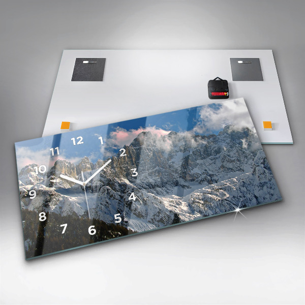 Ceas orizontale de perete din sticlă Munții Sub Cerul Albastru