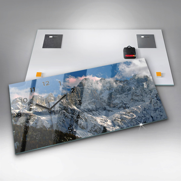 Ceas orizontale de perete din sticlă Munții Sub Cerul Albastru