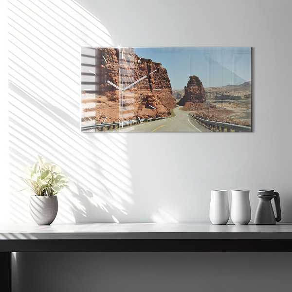 Ceas orizontale de perete din sticlă Route 66 în SUA