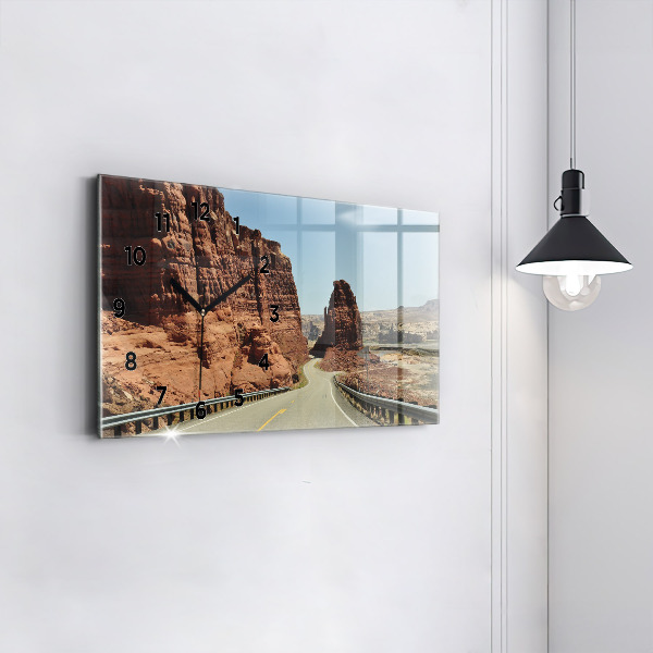 Ceas orizontale de perete din sticlă Route 66 în SUA