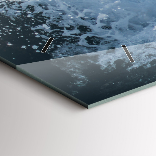 Ceas orizontale de perete din sticlă Fotografie cu valurile mării