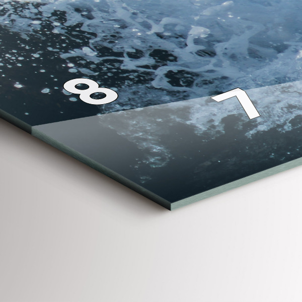 Ceas orizontale de perete din sticlă Fotografie cu valurile mării