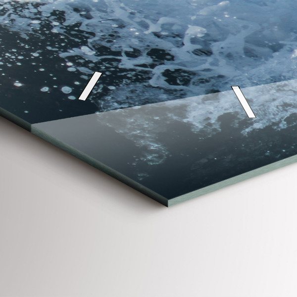 Ceas orizontale de perete din sticlă Fotografie cu valurile mării