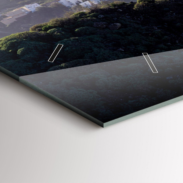 Ceas orizontale de perete din sticlă Munți lângă ocean