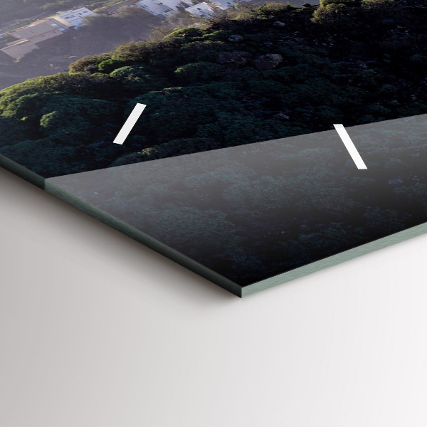 Ceas orizontale de perete din sticlă Munți lângă ocean