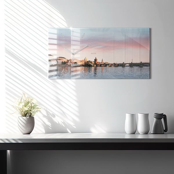 Ceas orizontale de perete din sticlă Podul Carol din Praga