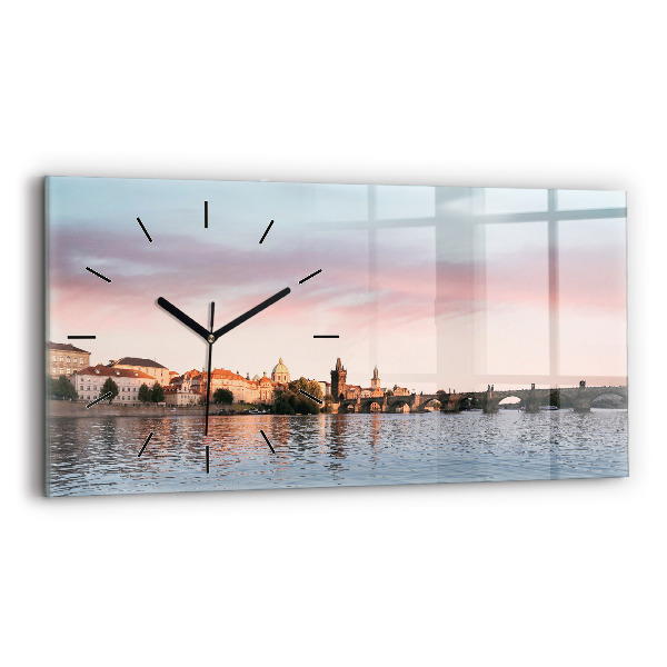 Ceas orizontale de perete din sticlă Podul Carol din Praga