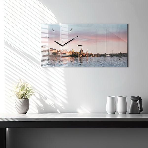 Ceas orizontale de perete din sticlă Podul Carol din Praga