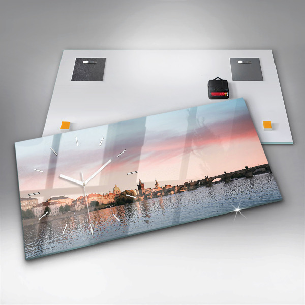 Ceas orizontale de perete din sticlă Podul Carol din Praga
