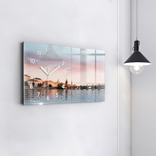 Ceas orizontale de perete din sticlă Podul Carol din Praga