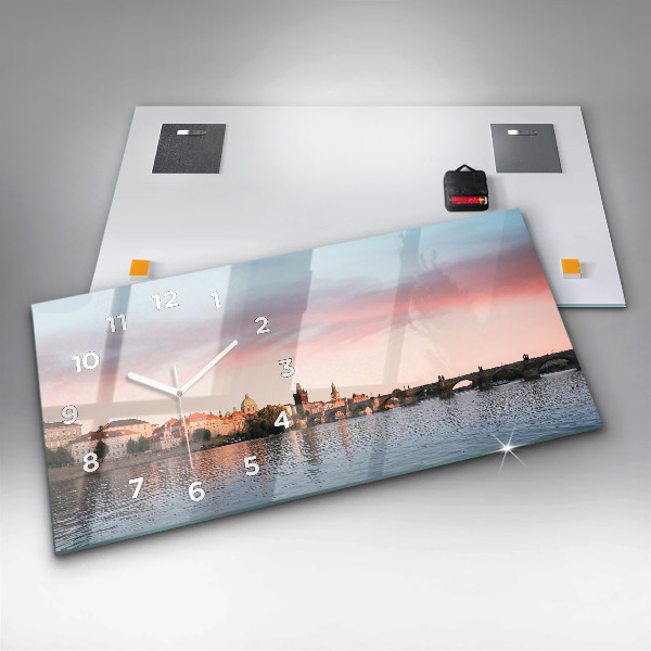 Ceas orizontale de perete din sticlă Podul Carol din Praga