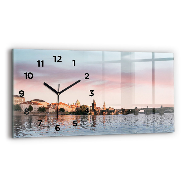 Ceas orizontale de perete din sticlă Podul Carol din Praga