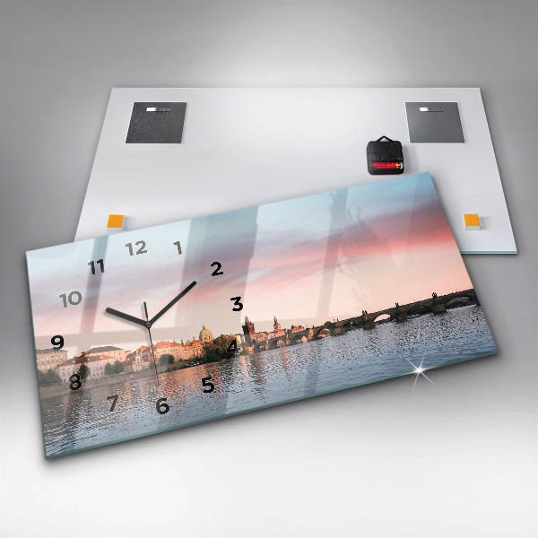 Ceas orizontale de perete din sticlă Podul Carol din Praga
