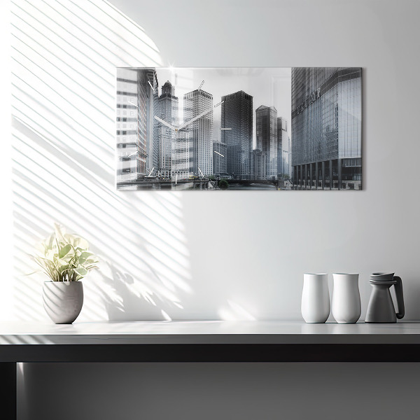 Ceas orizontale de perete din sticlă Łódź cu o panoramă a orașului