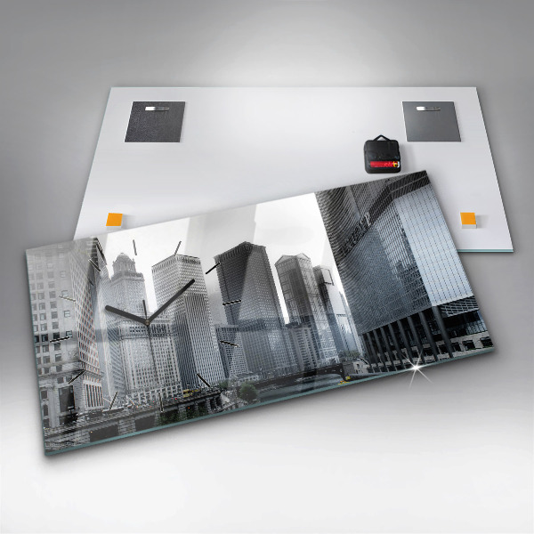 Ceas orizontale de perete din sticlă Łódź cu o panoramă a orașului