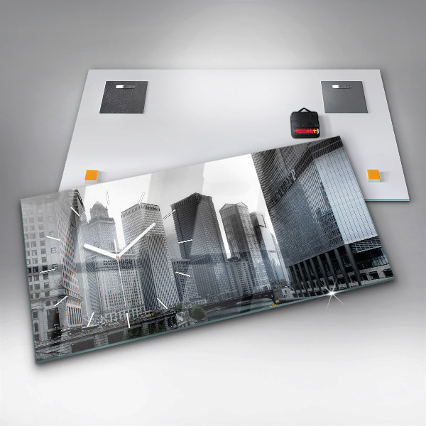Ceas orizontale de perete din sticlă Łódź cu o panoramă a orașului
