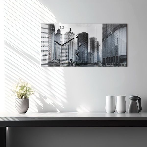 Ceas orizontale de perete din sticlă Łódź cu o panoramă a orașului