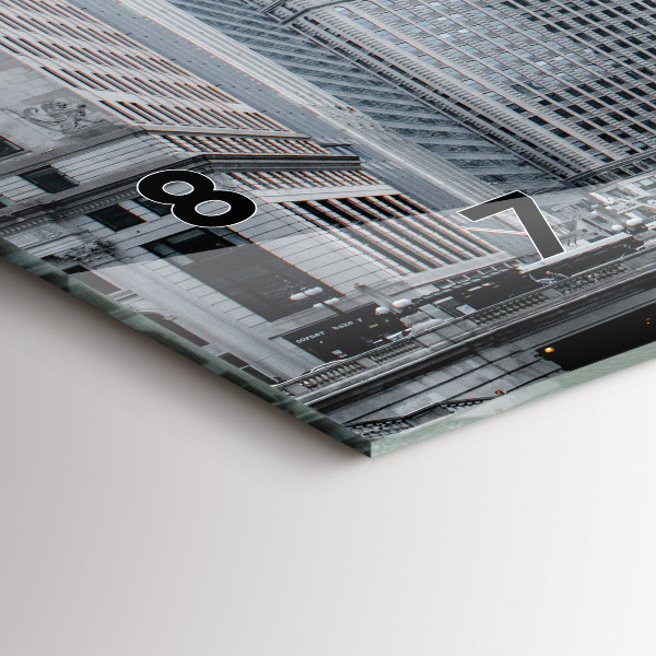 Ceas orizontale de perete din sticlă Łódź cu o panoramă a orașului