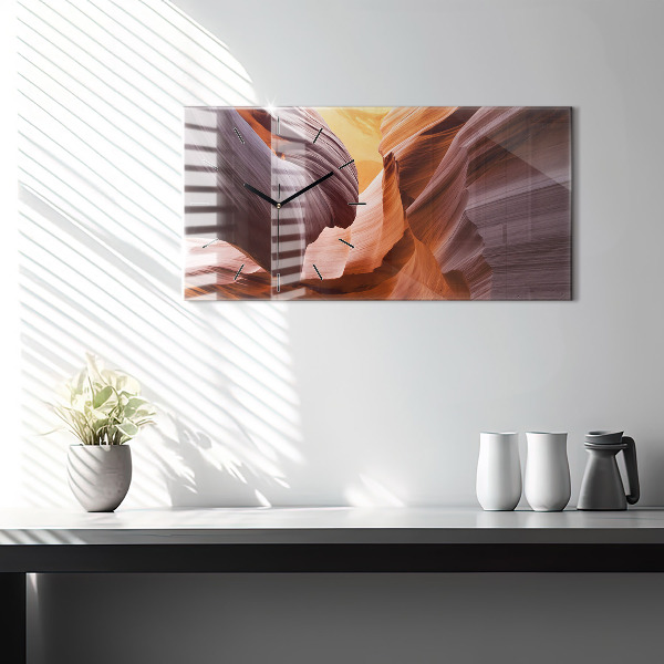 Ceas orizontale de perete din sticlă Canionul Antilopei