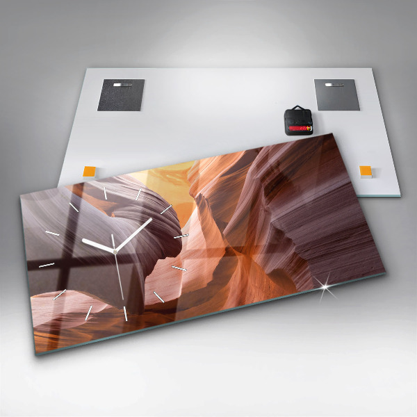 Ceas orizontale de perete din sticlă Canionul Antilopei