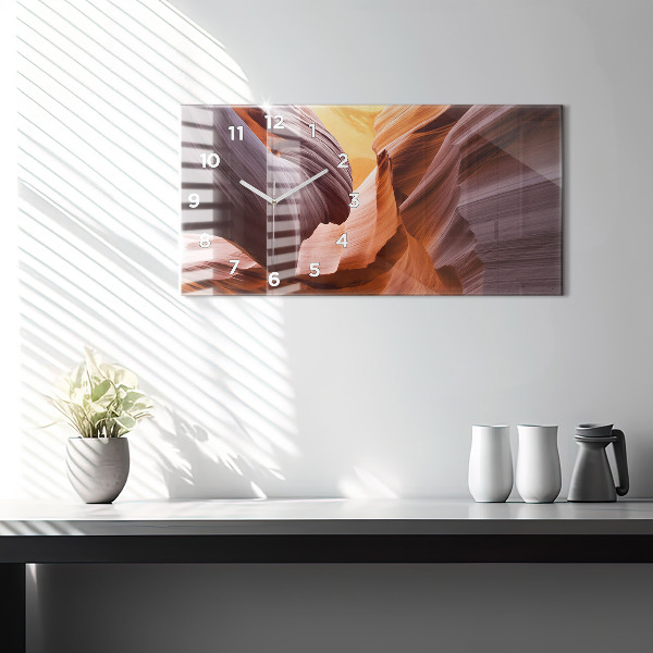 Ceas orizontale de perete din sticlă Canionul Antilopei