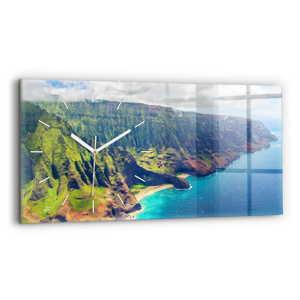 Ceas orizontale de perete din sticlă Marea în Hawaii