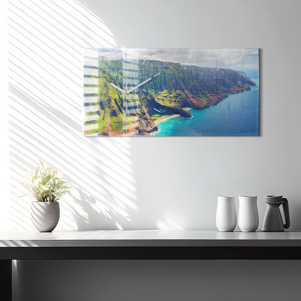 Ceas orizontale de perete din sticlă Marea în Hawaii