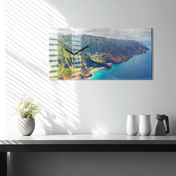 Ceas orizontale de perete din sticlă Marea în Hawaii