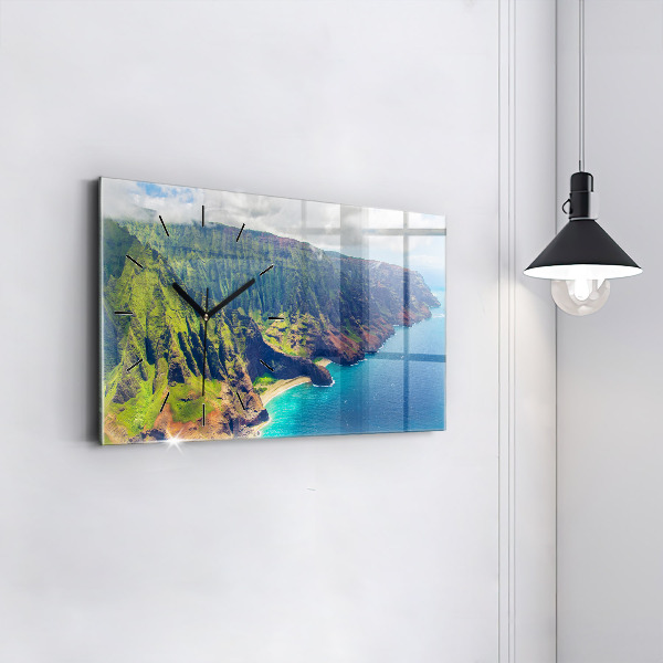 Ceas orizontale de perete din sticlă Marea în Hawaii