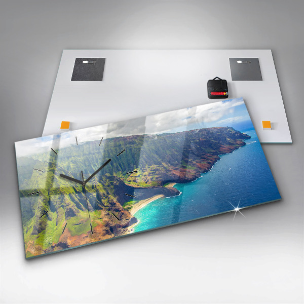 Ceas orizontale de perete din sticlă Marea în Hawaii