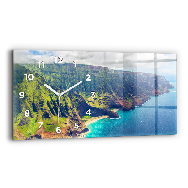 Ceas orizontale de perete din sticlă Marea în Hawaii