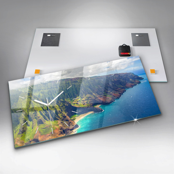 Ceas orizontale de perete din sticlă Marea în Hawaii