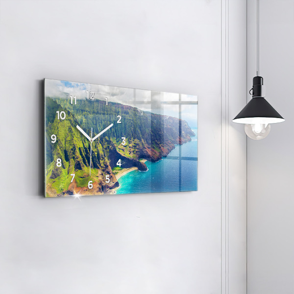 Ceas orizontale de perete din sticlă Marea în Hawaii