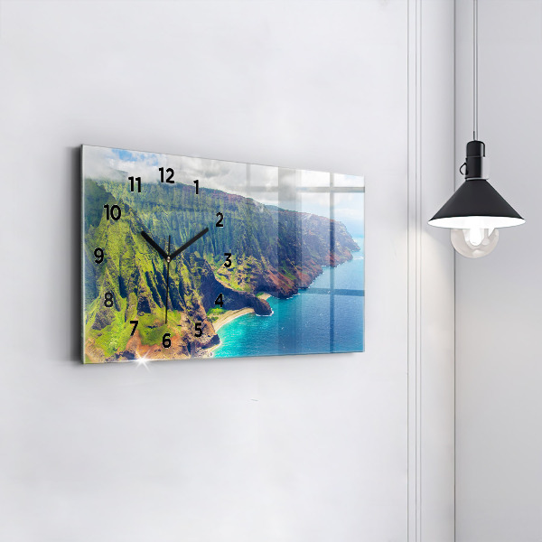 Ceas orizontale de perete din sticlă Marea în Hawaii