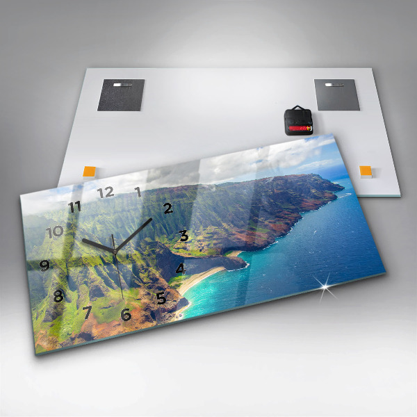 Ceas orizontale de perete din sticlă Marea în Hawaii
